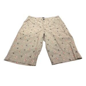 Union Sea/Wa Mens Tan Palm Tree Hula Girl Print Shorts Size 34 Regular Fit